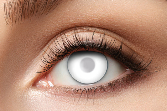 Vita Halloweenlinser Blind White med täckande effekt