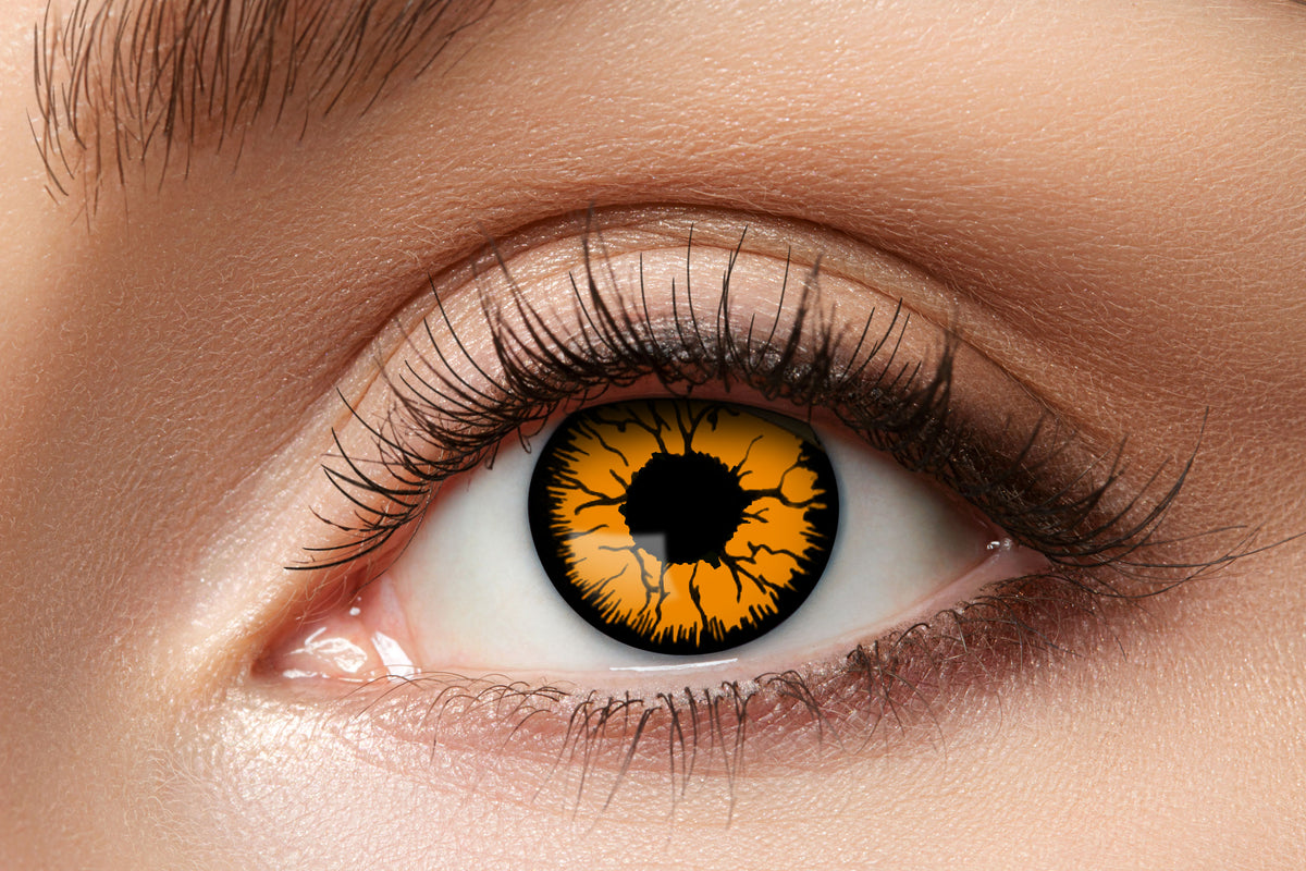 Orange Halloweenlinser Monster Orange med mörkt mönster