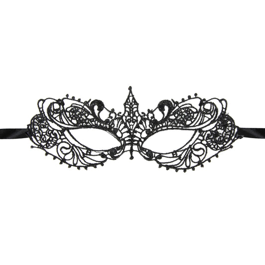 Elegant Svart Venetiansk Svanmask i Spets